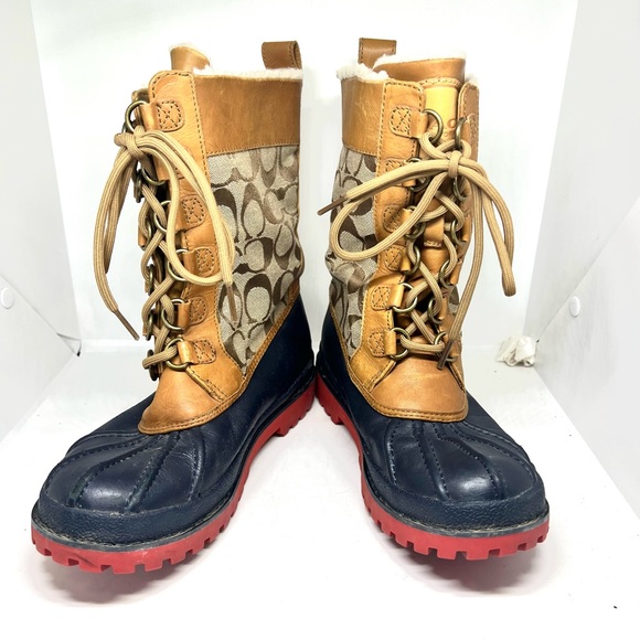 COACH Laura Signature Fashionable Rain Boots Size 7B - Picture 2 of 12